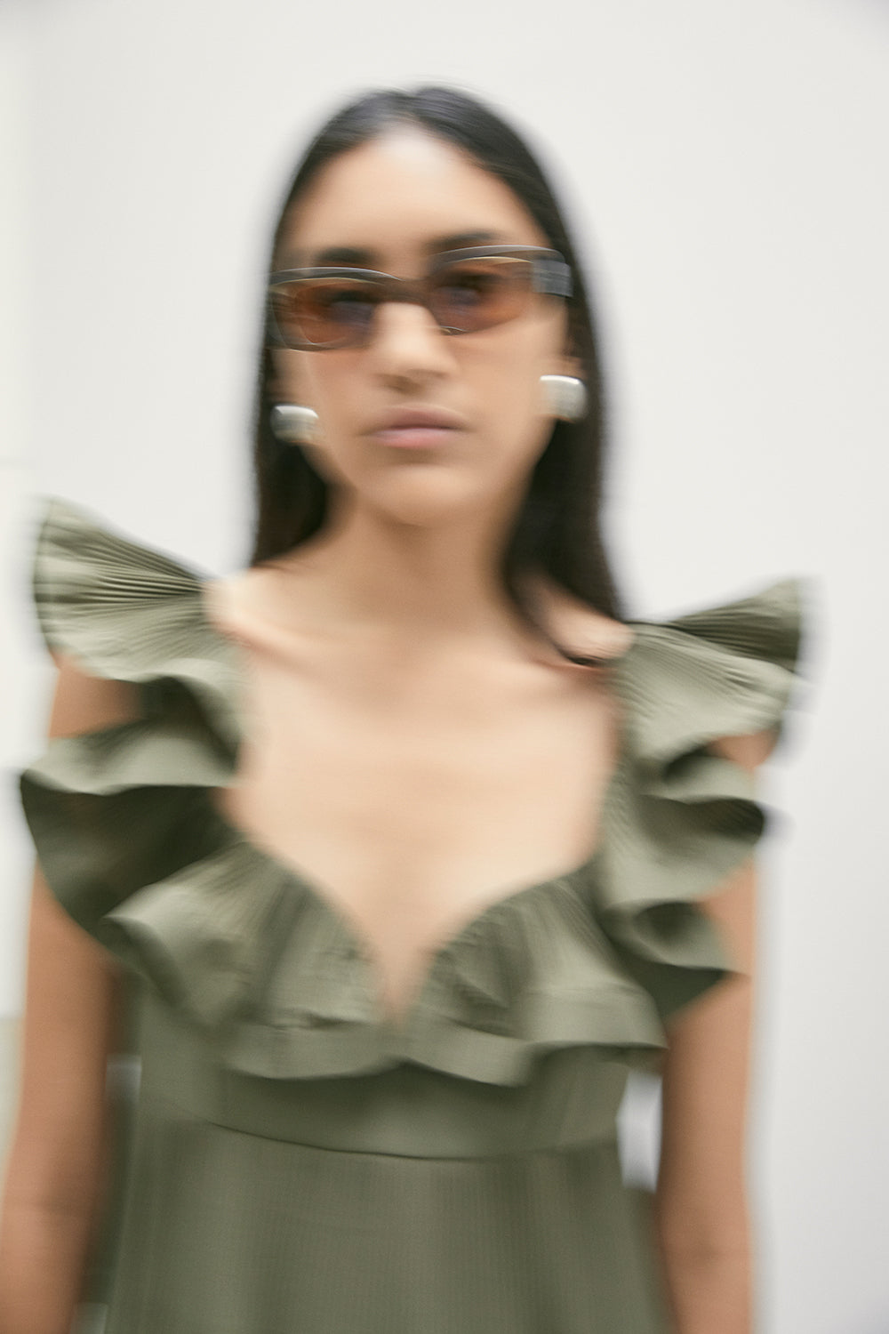 MEIMEIJ Avocado Ruffle Dress