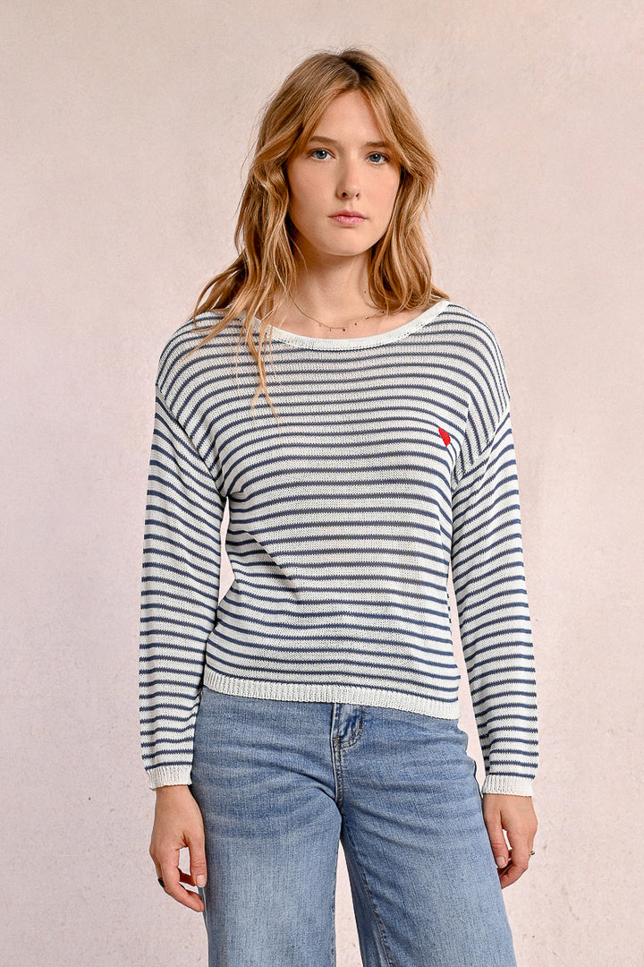 Molly Bracken Denim/Off White Knitted Sweater