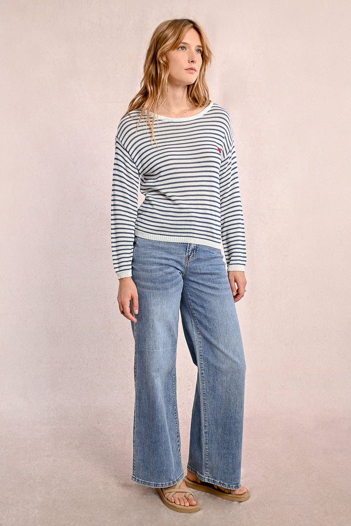 Molly Bracken Denim/Off White Knitted Sweater