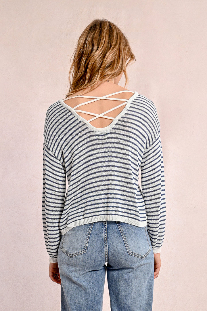 Molly Bracken Denim/Off White Knitted Sweater
