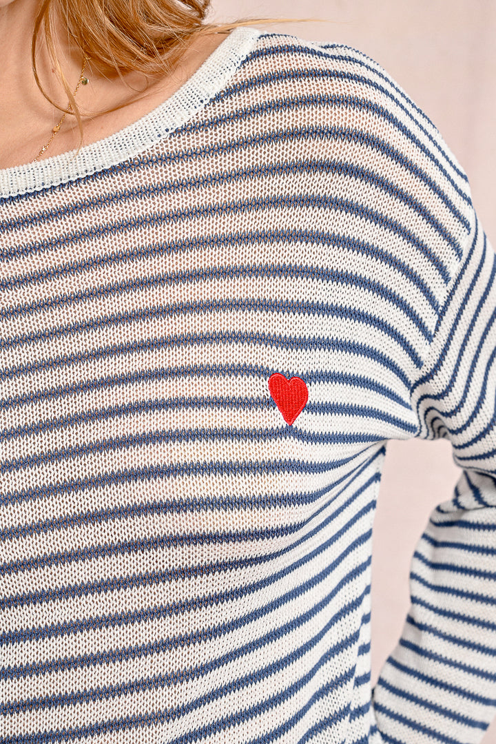 Molly Bracken Denim/Off White Knitted Sweater