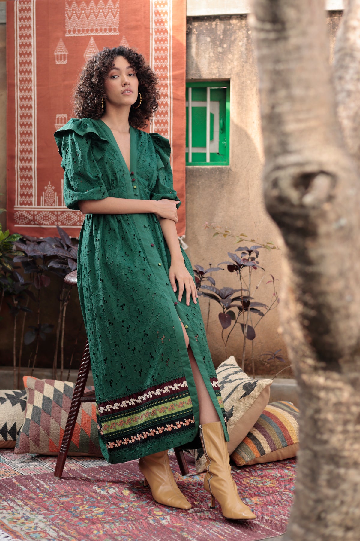 Emily Lovelock Miriam Pine Neede Broderie Anglaise Dress