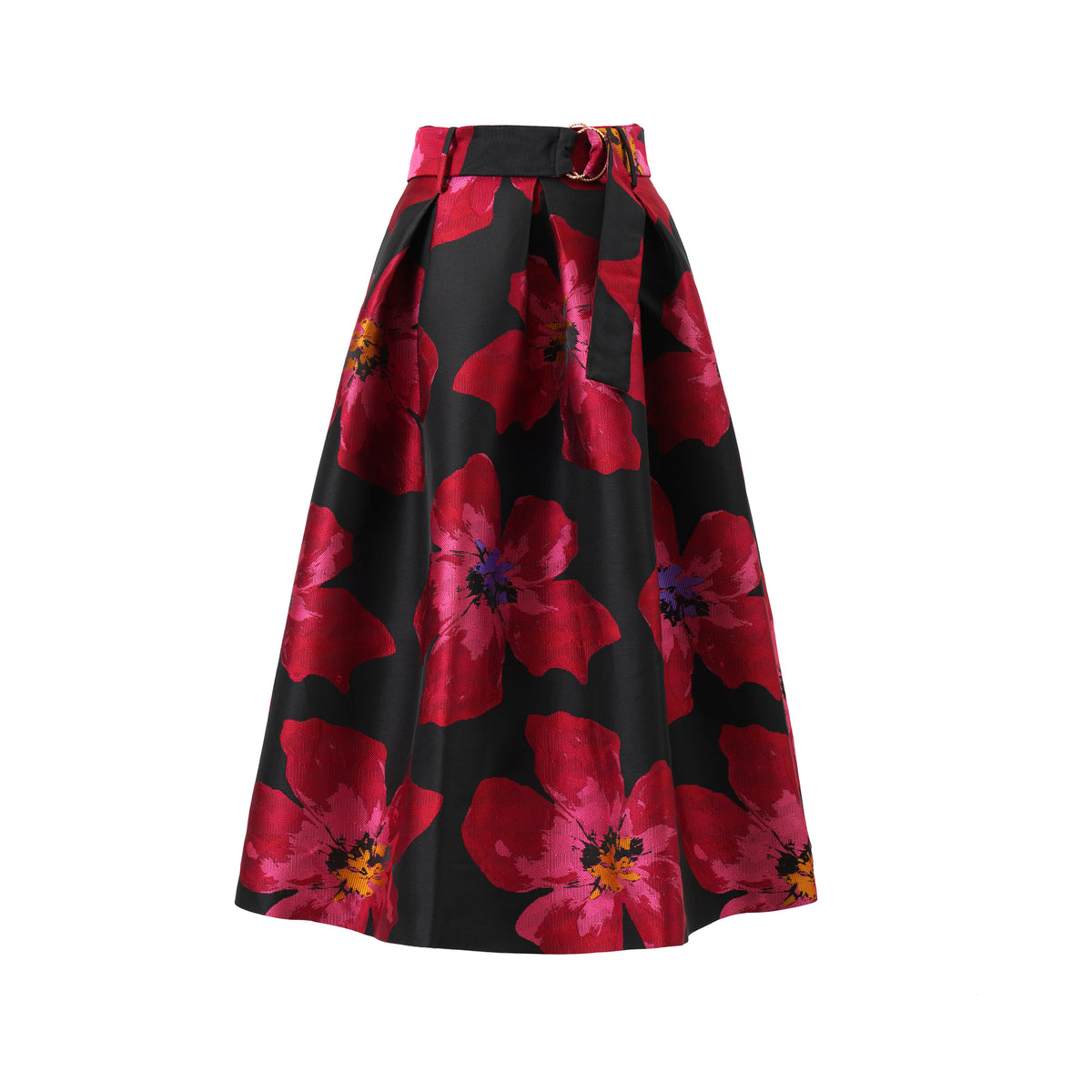 Emily Lovelock Zelda Lava Red Jacquard Skirt
