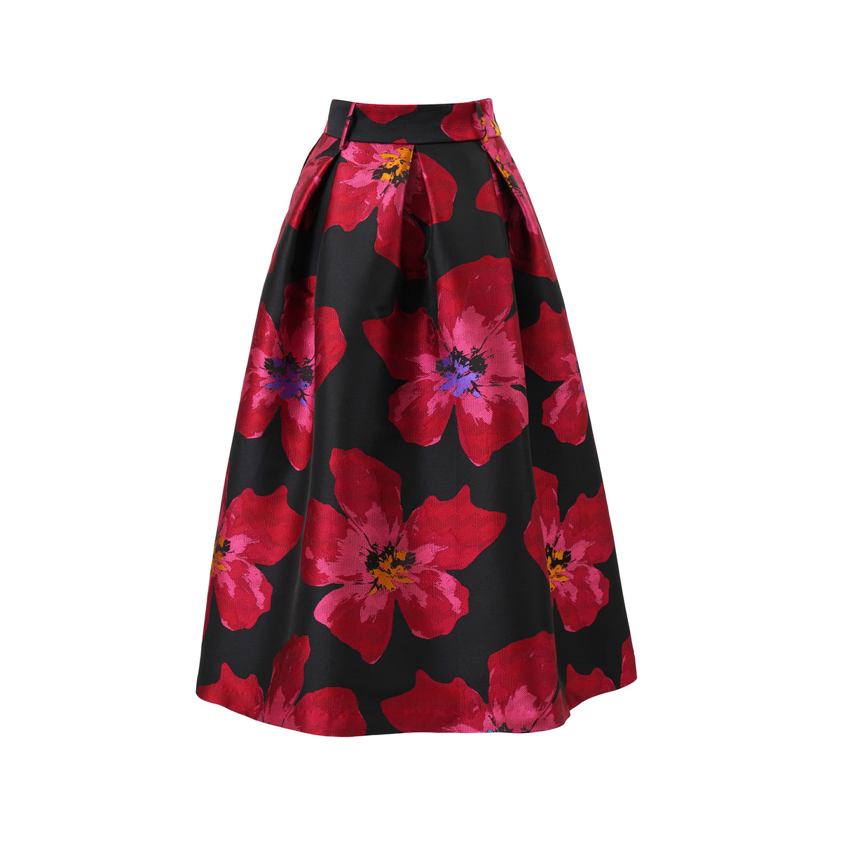 Emily Lovelock Zelda Lava Red Jacquard Skirt