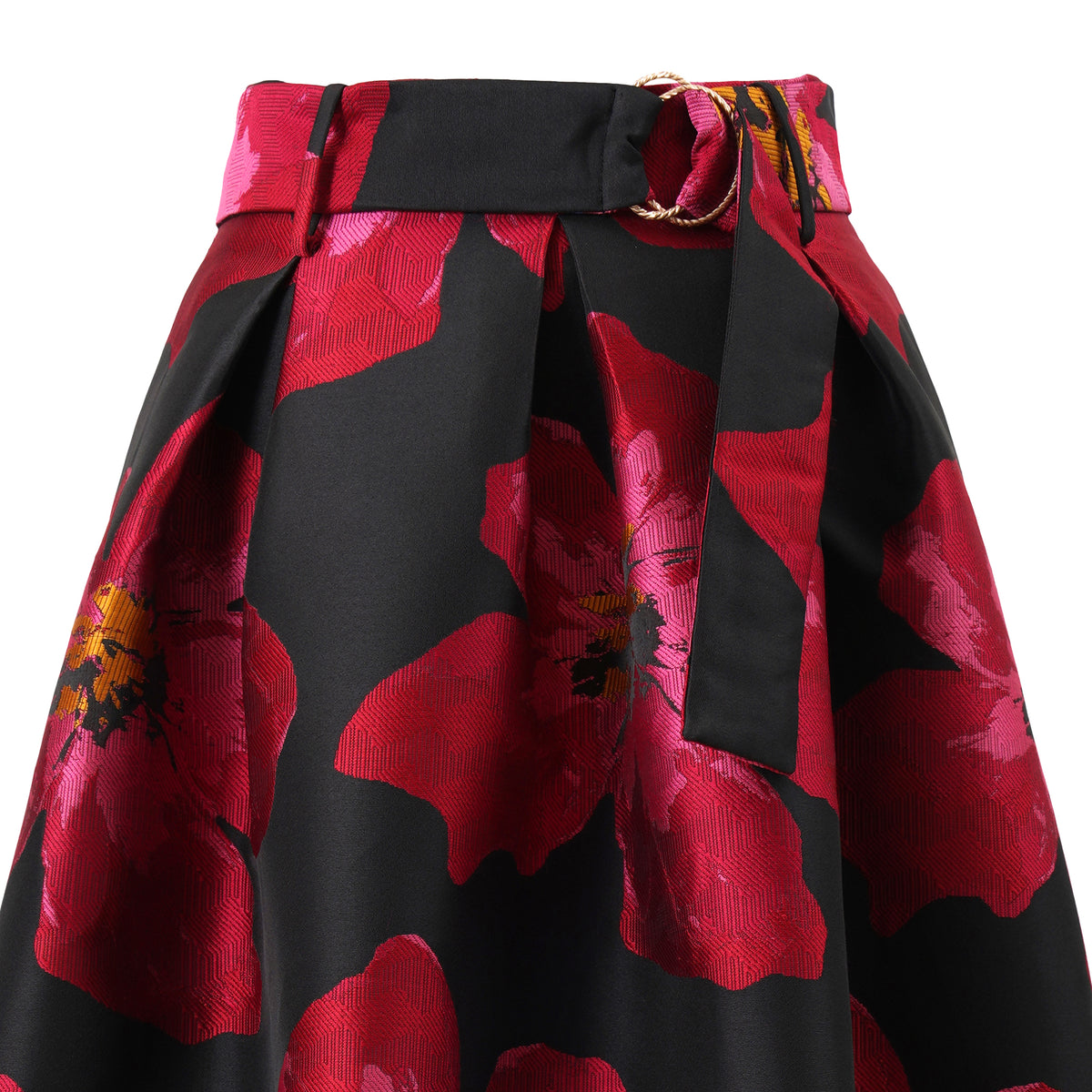 Emily Lovelock Zelda Lava Red Jacquard Skirt