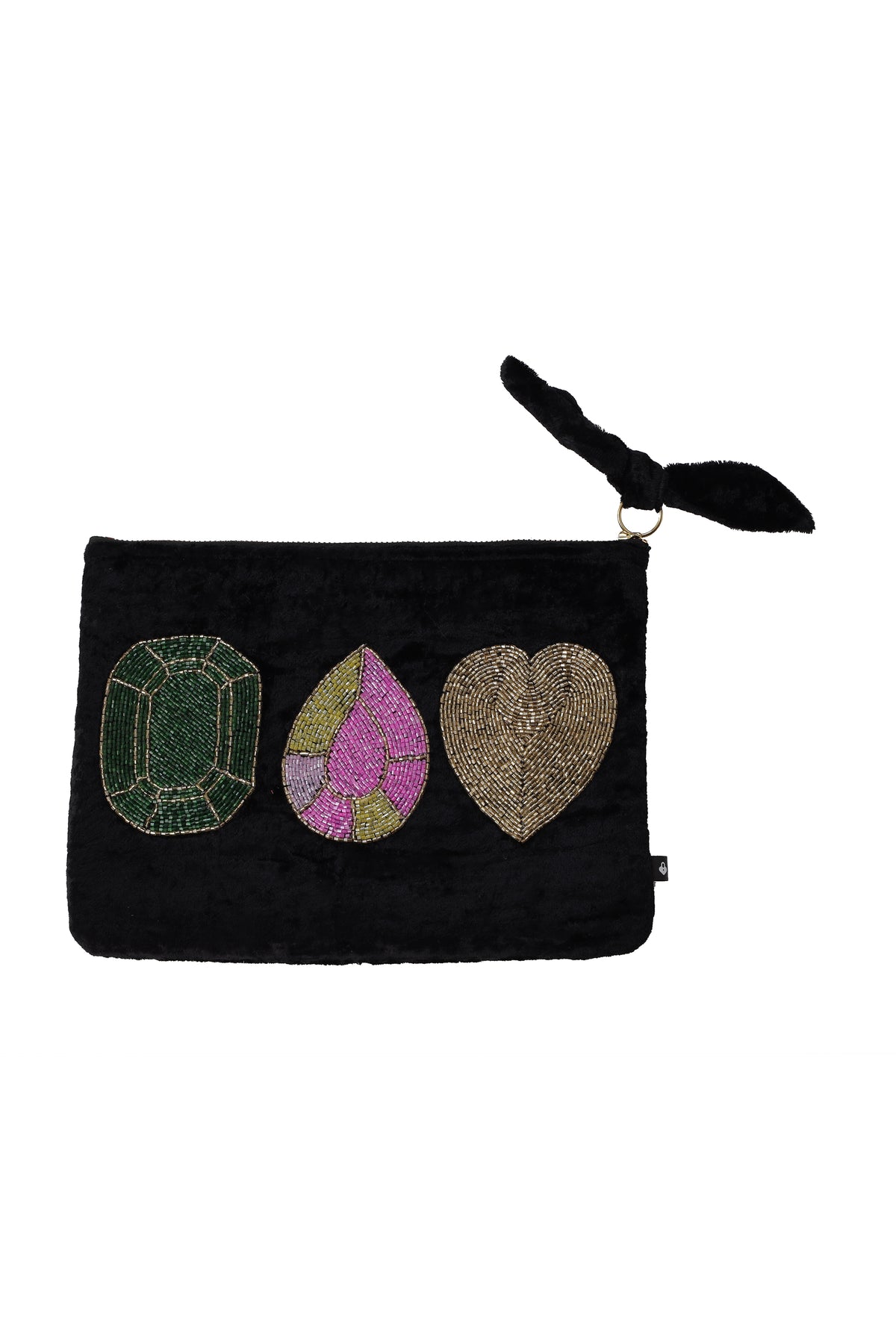 Emily Lovelock Diamond Black Viscose Velvet Pochette