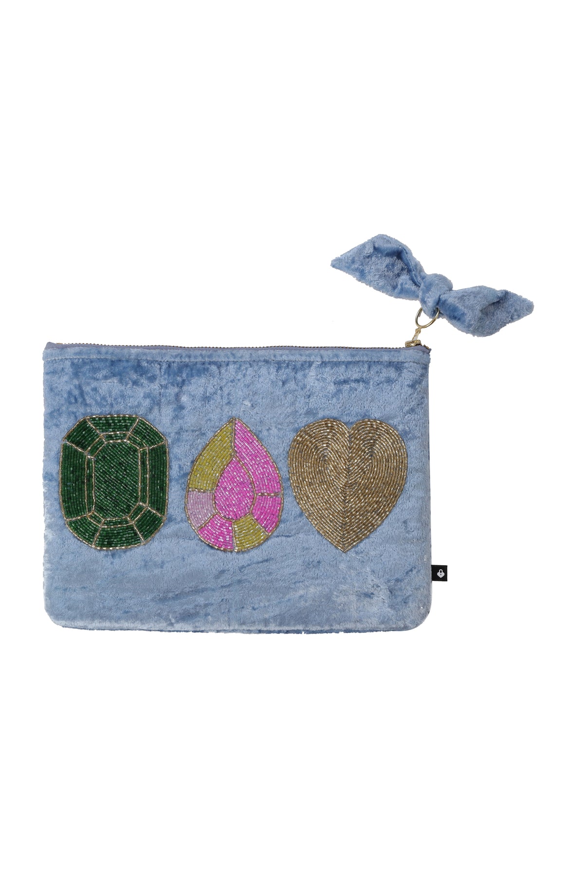 Emily Lovelock Diamond Blue Diamond Viscose Velvet Pochette