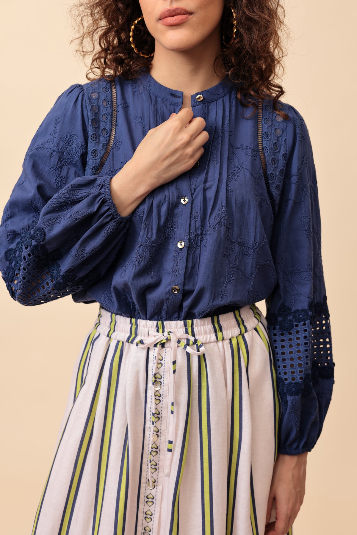 Emily Lovelock Martha Deep Cobalt Blue Blouse