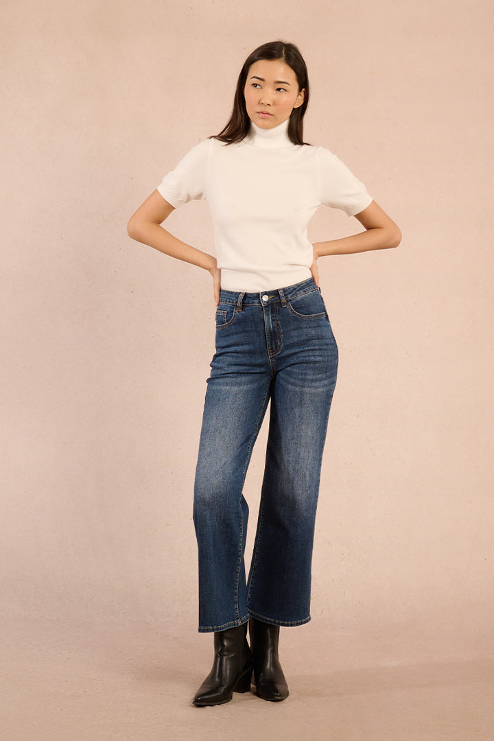 Molly Bracken Short Sleeved White Turtleneck Sweater