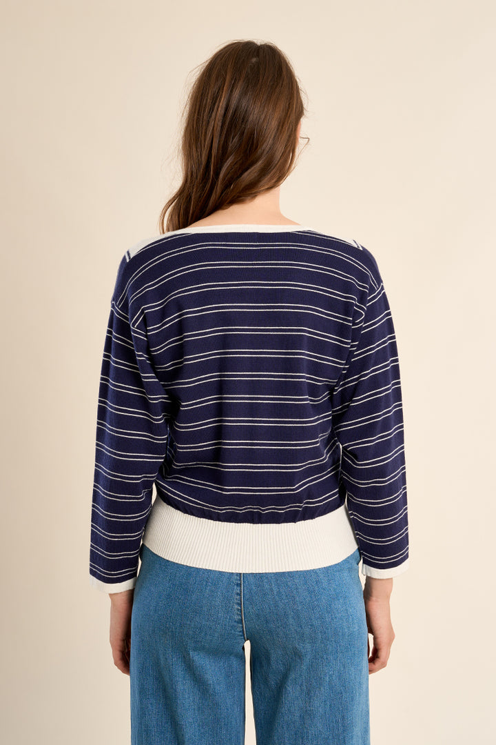 Molly Bracken Striped V Neck Sweater
