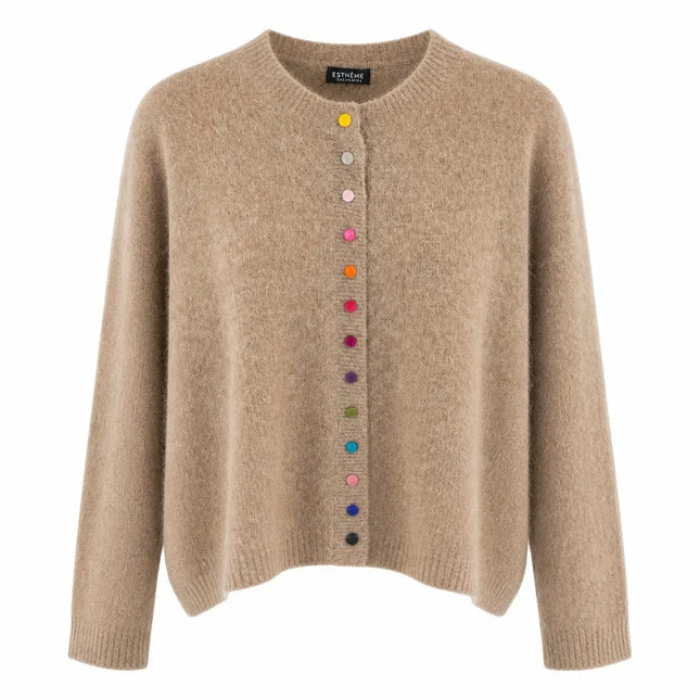 ESTHEME Cashmere Latte Racoon Mix Cardigan