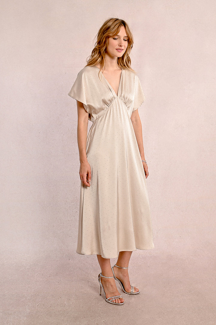 Molly Bracken V Neck Beige Dress