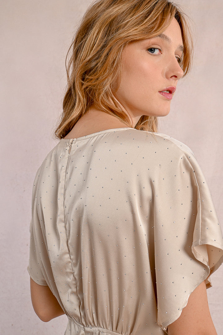 Molly Bracken V Neck Beige Dress