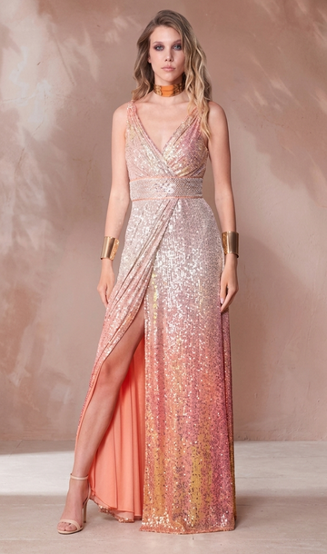 Edas Orange Sparkle Papere Dress