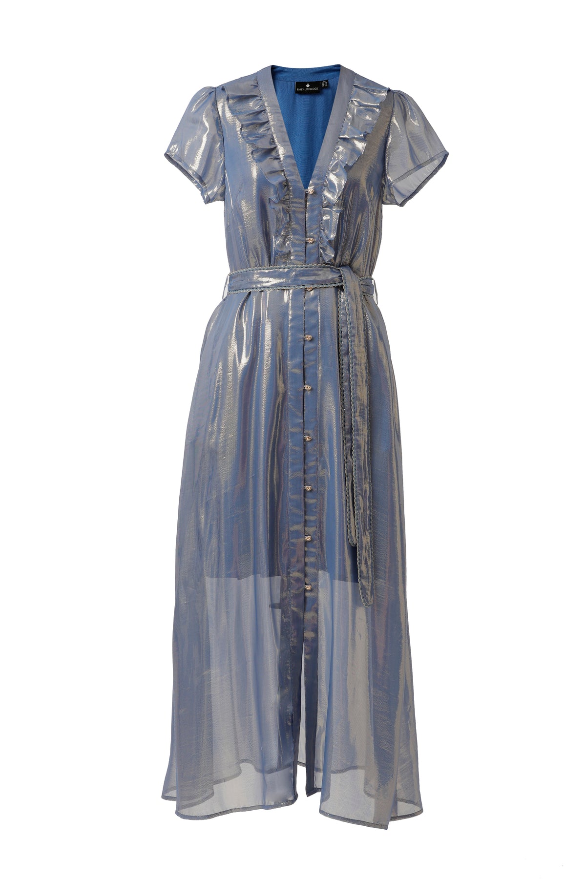 Emily Lovelock Ampardo Blue Kayla Lurex Dress
