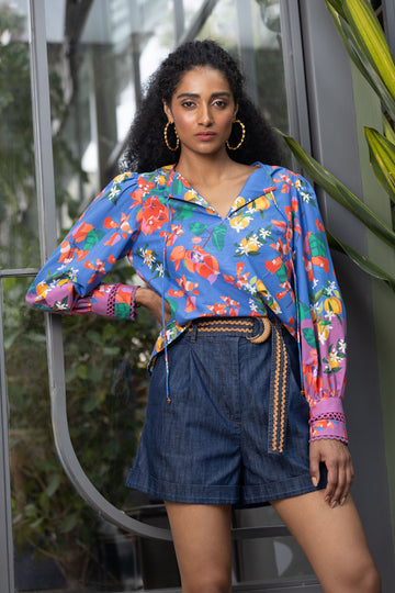 Emily Lovelock Amparo Blue Eva Blouse