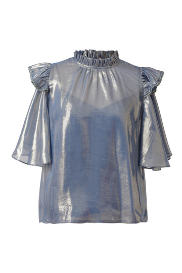 Emily Lovelock Amparo Blue Gina Lurex Blouse 