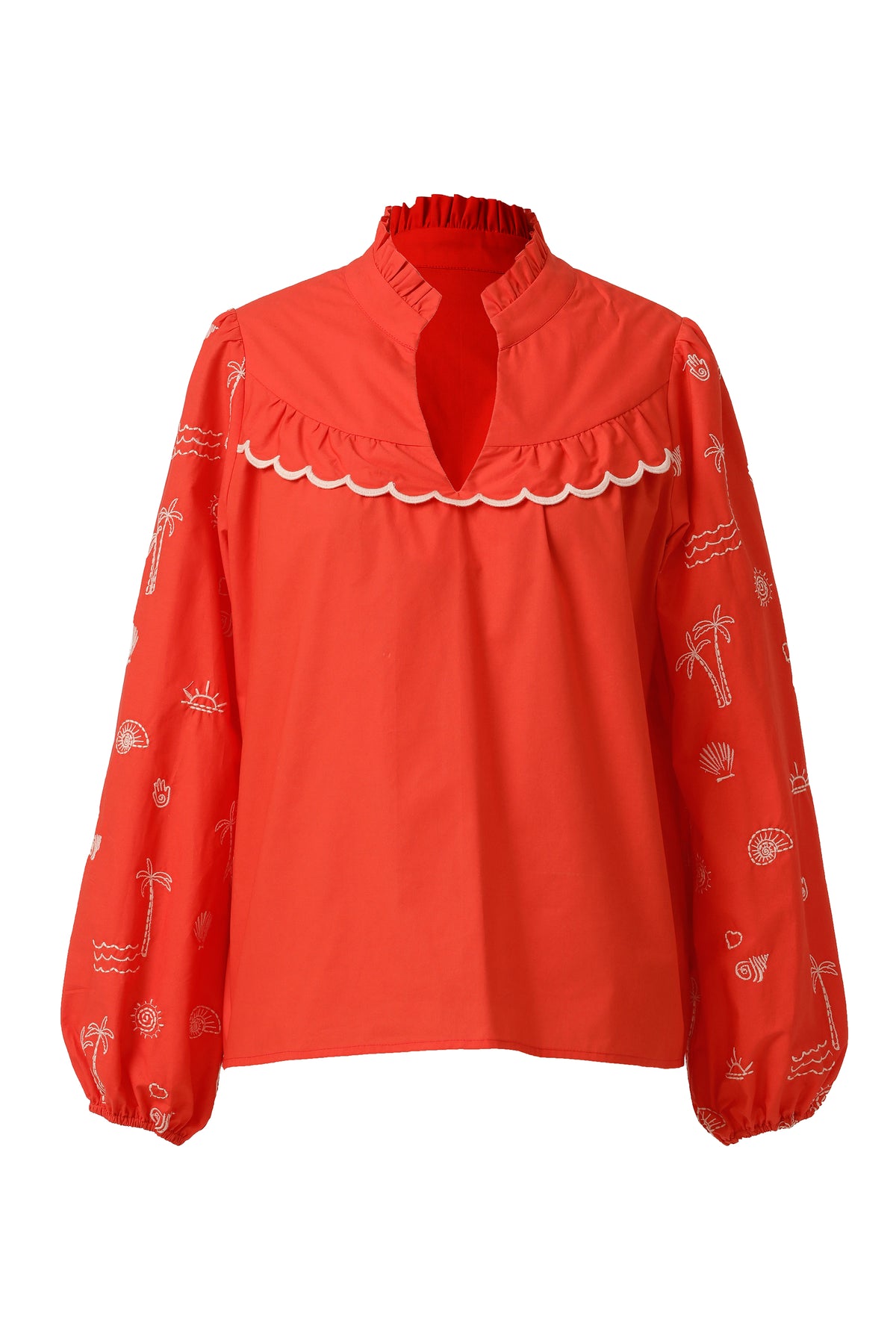Emily Lovelock Candice Flame Scarlett Red Blouse