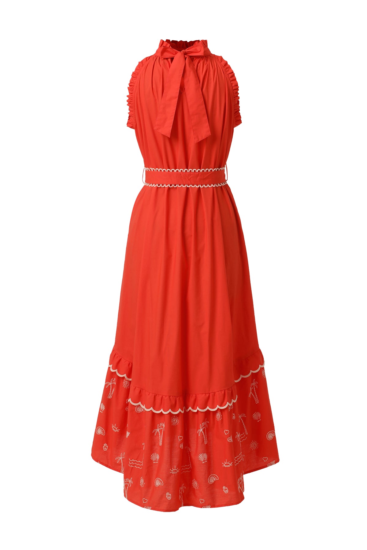 Emily Lovelock Celine Organice Cotton Flame Scarlett Red Dress