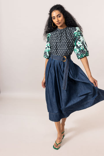 Emily Lovelock Denim Blue Zelda Skirt