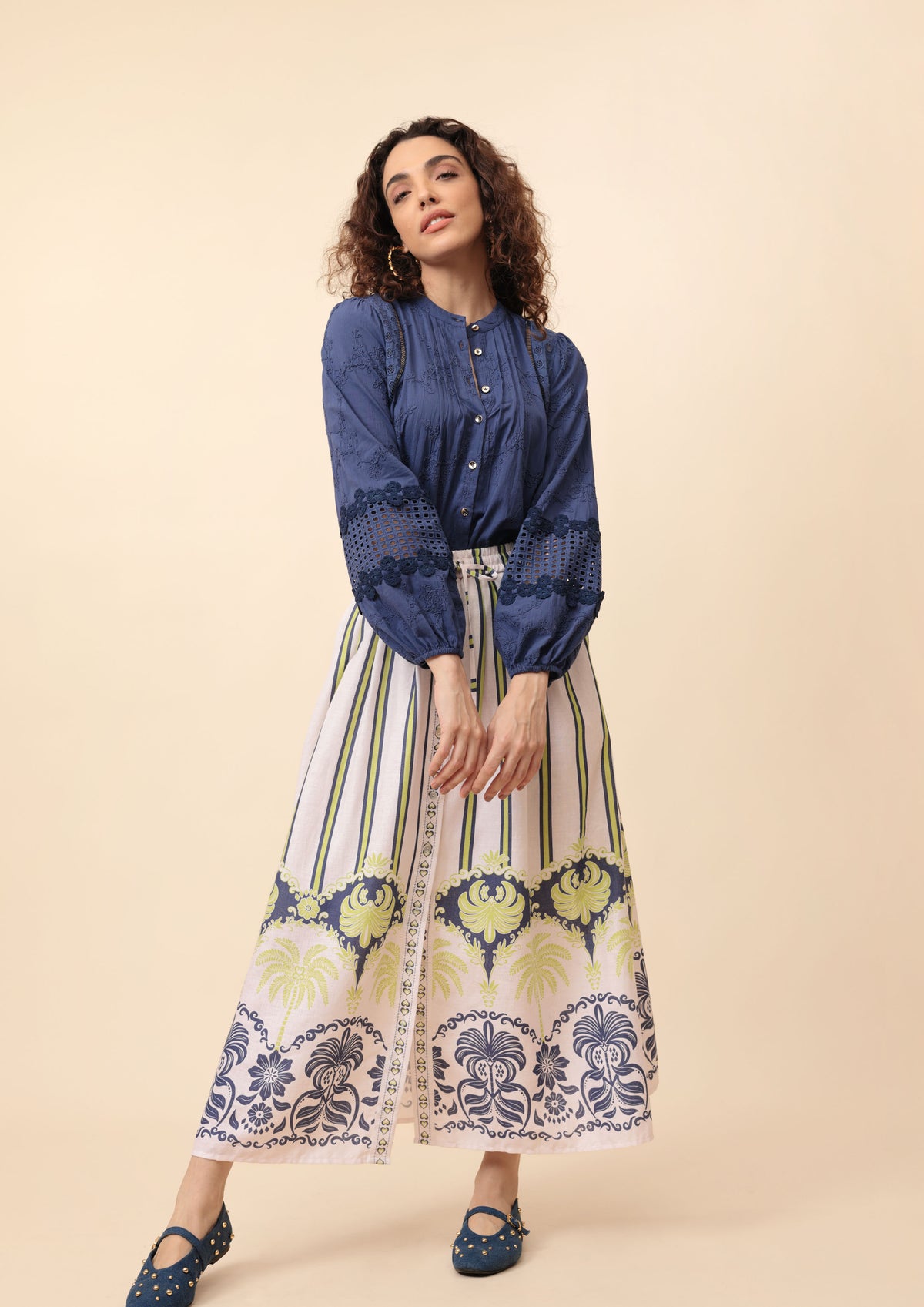 Emily Lovelock Martha Deep Cobalt Blue Blouse