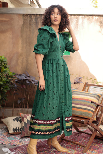 Emily Lovelock Miriam Pine Neede Broderie Anglaise Dress