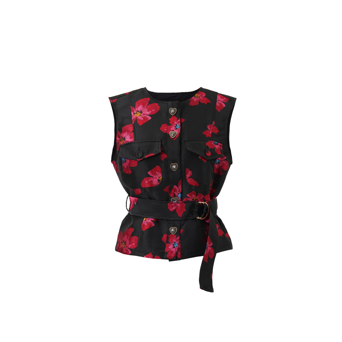 Emily Lovelock Ria Lava Red Jacquard Waistcoat