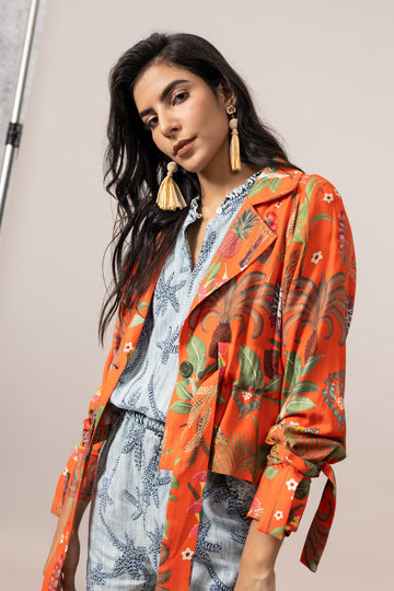 Emily Lovelock Tropical orange Chaya Print Jacket
