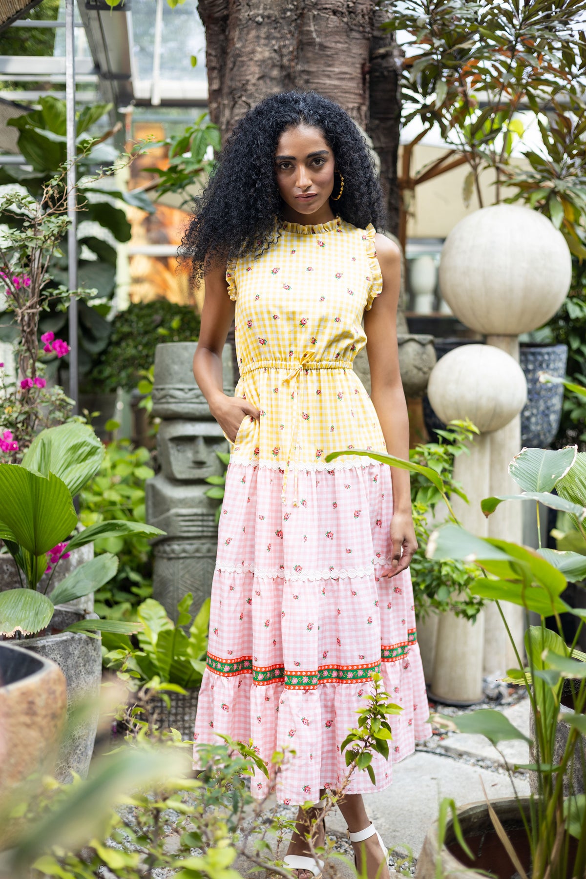 Emily Lovelock Veiled Rose Rachel Mixed Print Dress