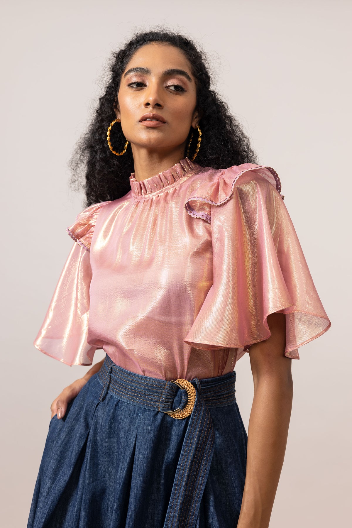 Emily Lovelock Veled Rose Gina Lurex Blouse