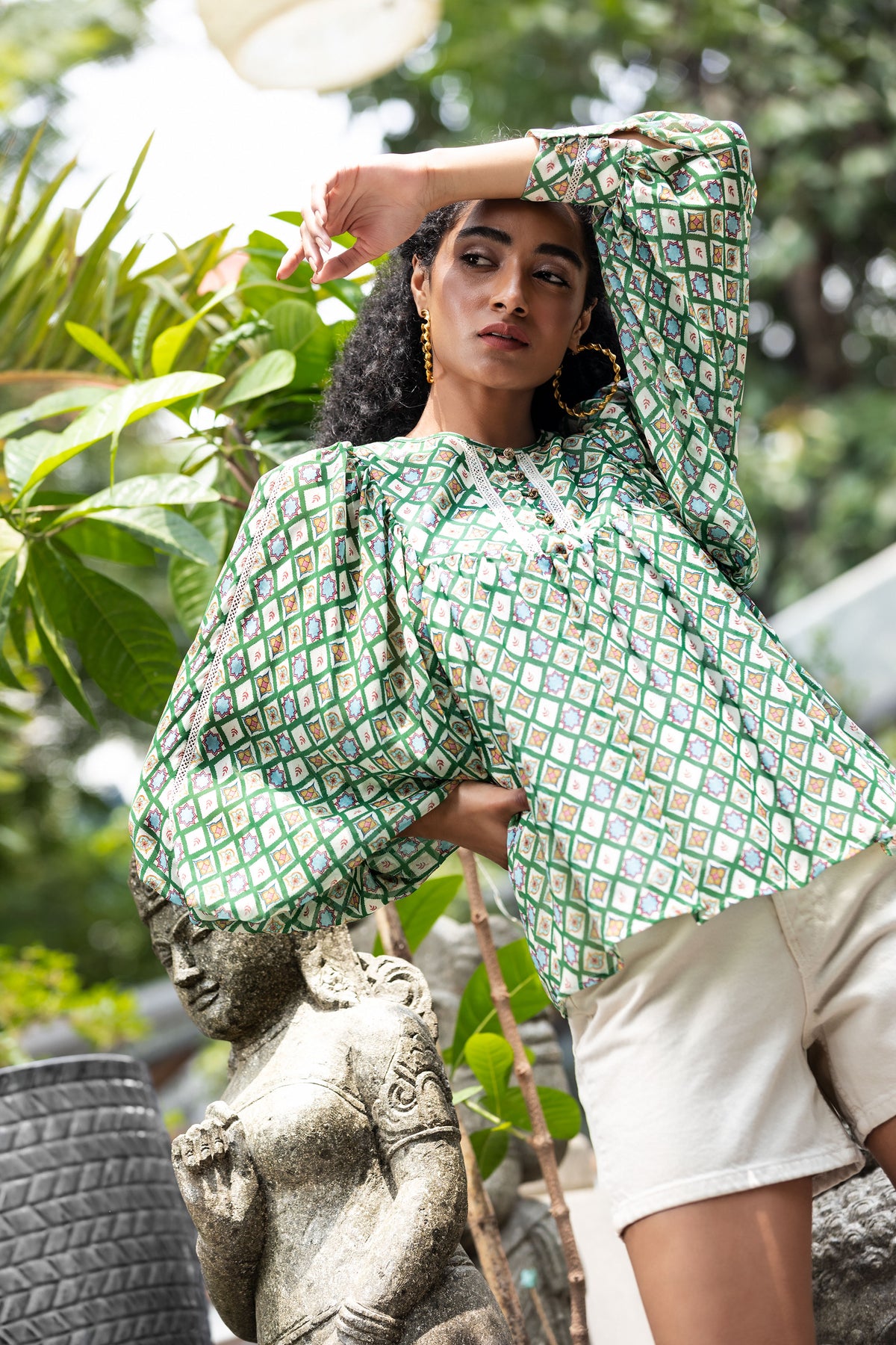 Emily Lovelock Viscose Georgette Ivory Bertha Blouse