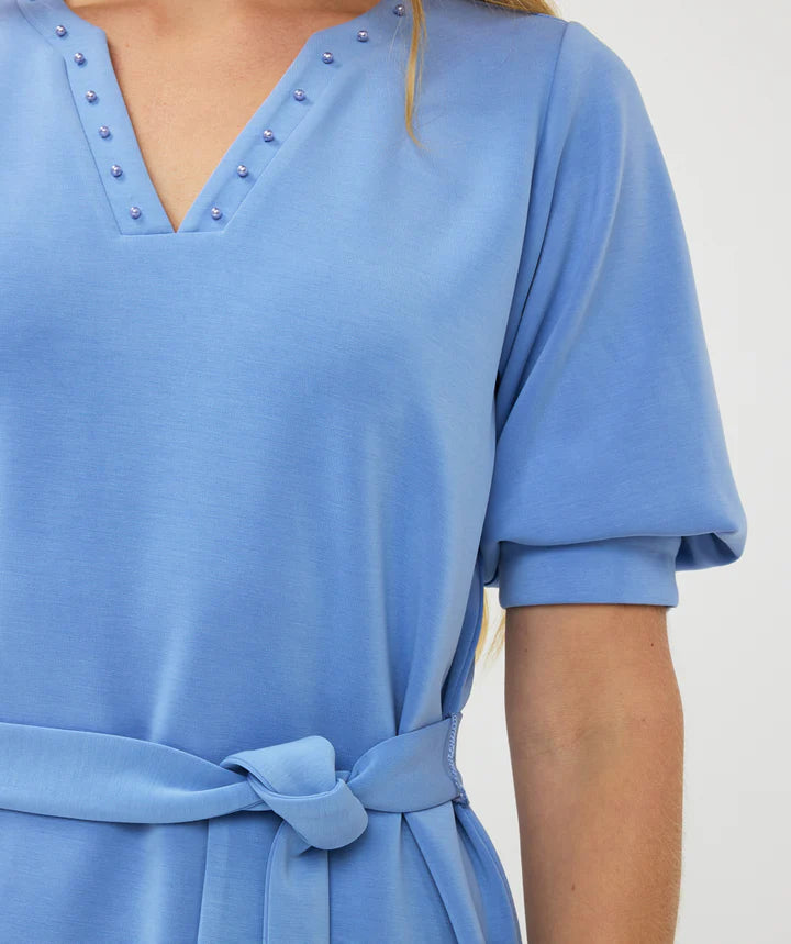 Esqualo Sky Blue V Neck Cotton Dress