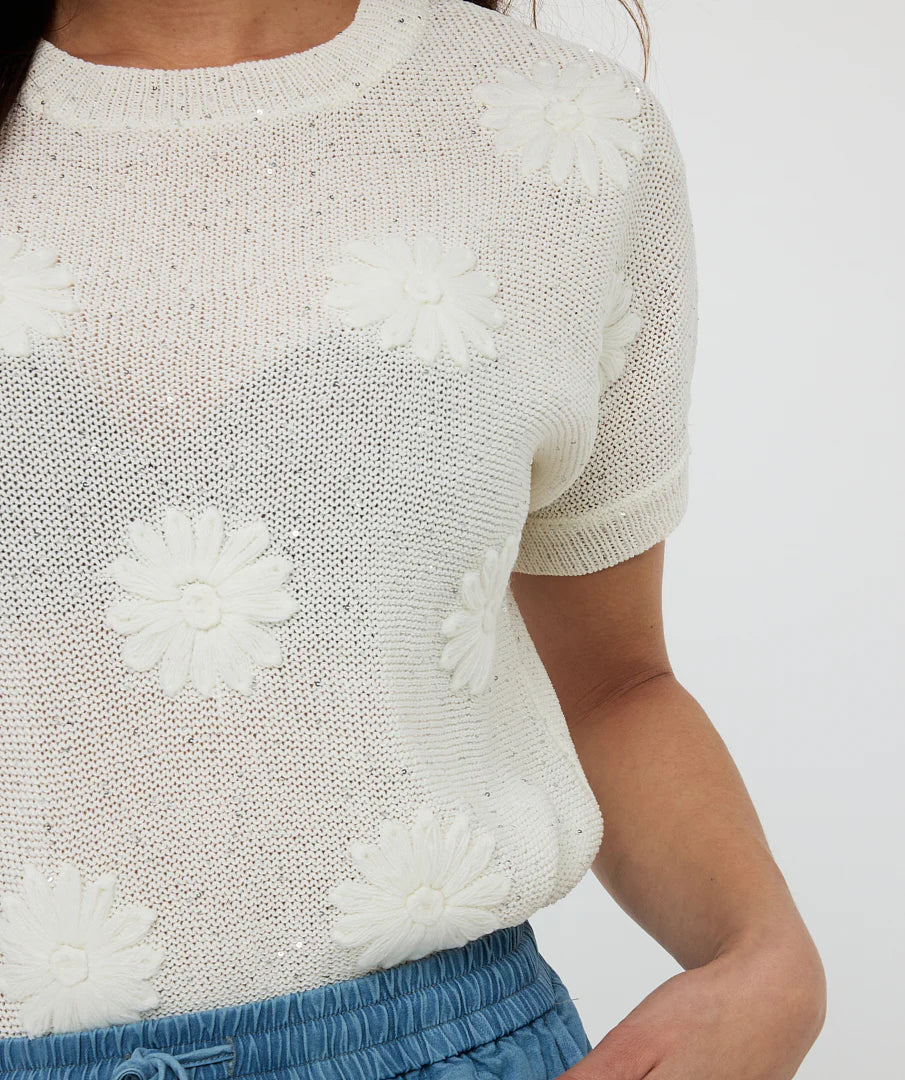 Esqualo Off-White Daisy Knitted Sweater