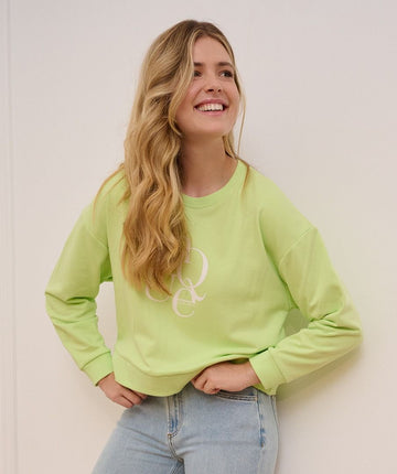 Esqualo Apple Green Sweater Flock Print