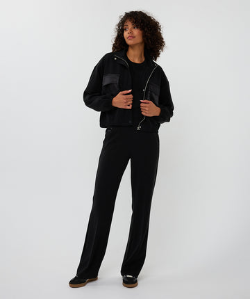 Esqualo Black Cropped Modal Bomber Jacket