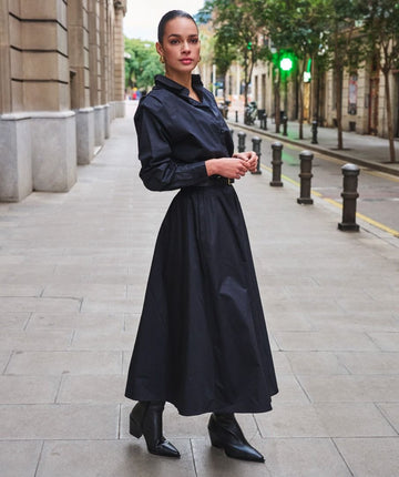 Esqualo Black Skirt With Long Poplin Pockets