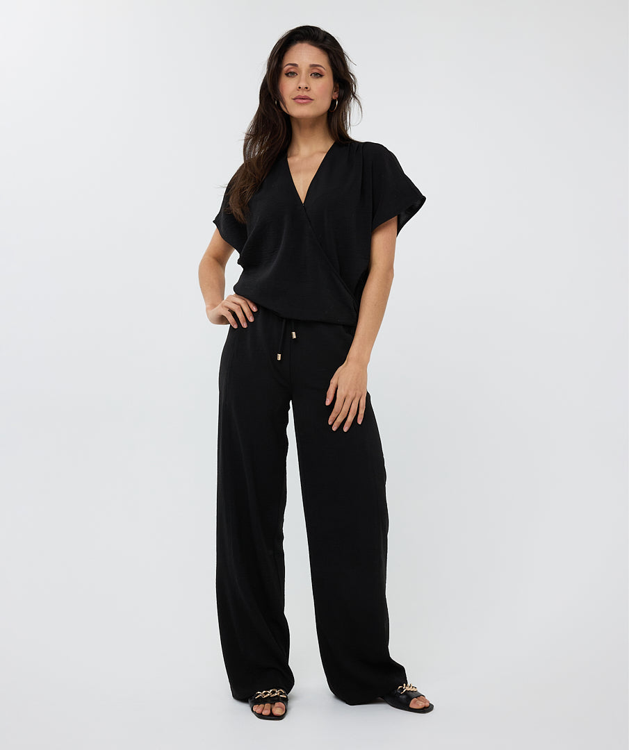 Esqualo Black Wrap Style Top