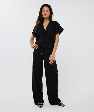 Esqualo Black Wrap Style Top
