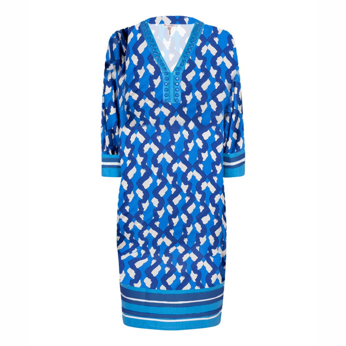 Esqualo Blue/Off White Bayside Printed Dress