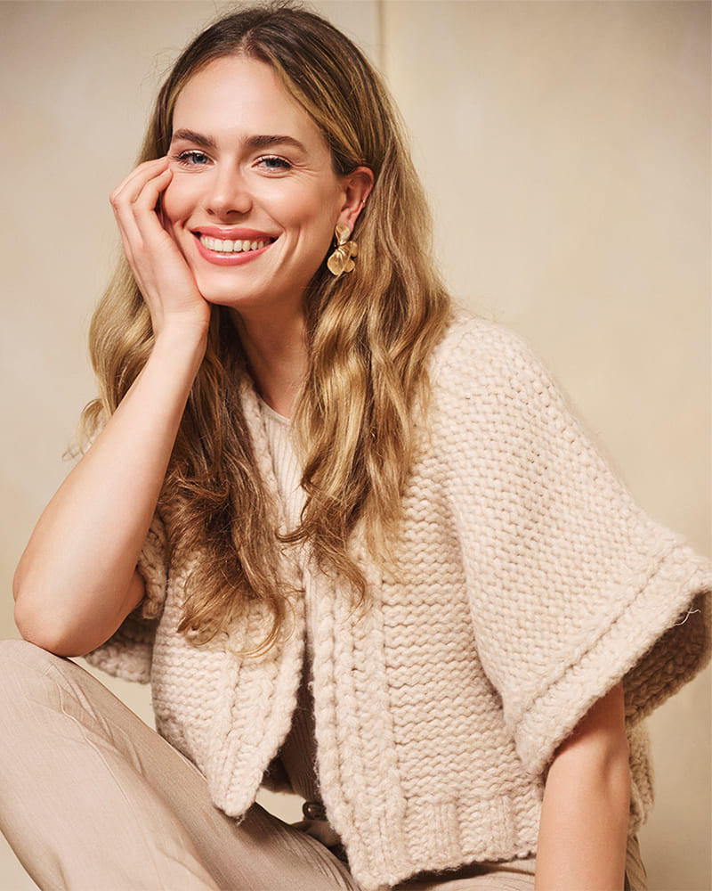 Esqualo Chunky Knit Cream Cardigan