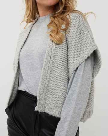 Esqualo Chunky Knit Melange Grey Cardigan