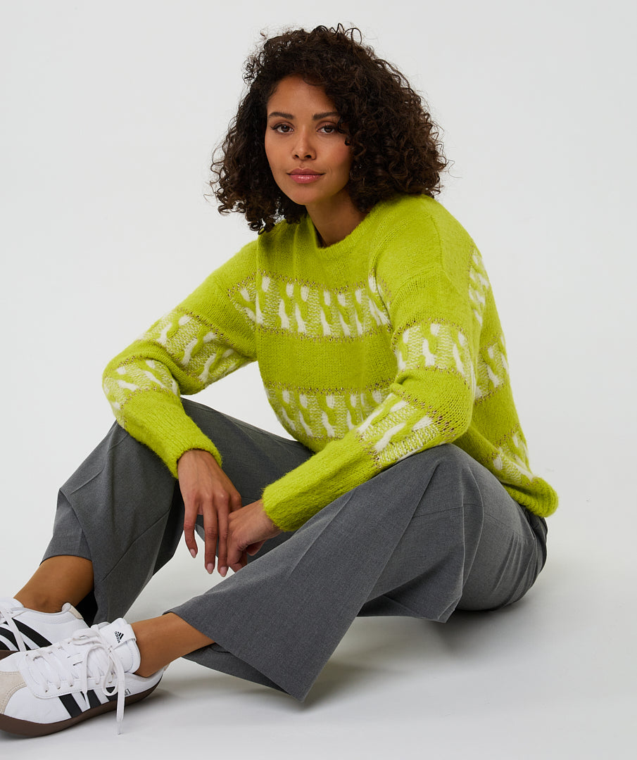 Esqualo City Lime Knit Sweater