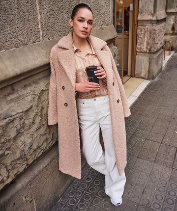 Esqualo Esqualo Manteau Long Bouclé Double Brest