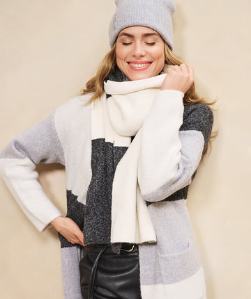Esqualo Grey Colour Block Scarf