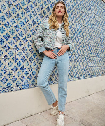 Esqualo Light Blue Embroidered Jeans