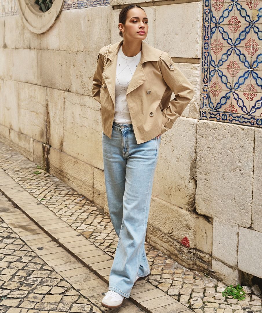 Esqualo Mid Blue Wide Leg Denim 