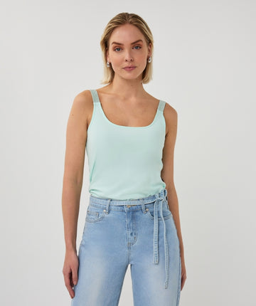 Esqualo Mint Green Cami With Lurex Straps