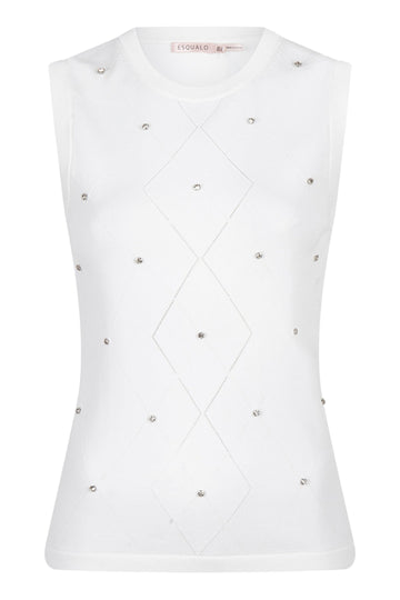 Esqualo Off White Embellished Knit