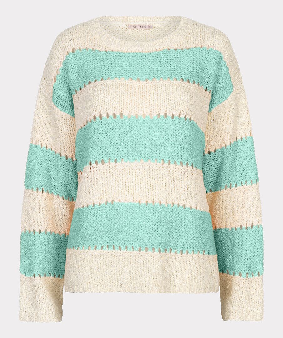 Esqualo Off White / Mint Striped Sweater