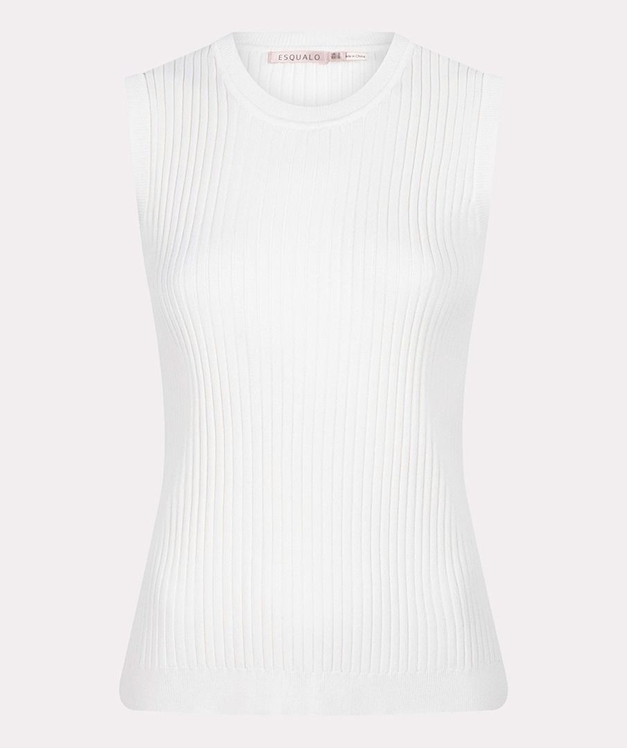 Esqualo Off White Sleeveless Ribbed Top